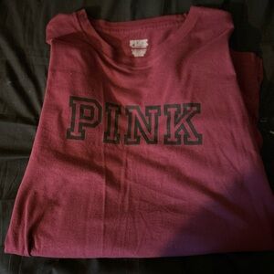 PINK Victoria's Secret  Burgundy Long Sleeve Tee